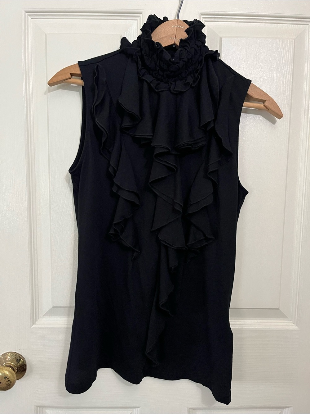 Ralph Lauren Sport NWT Black Sleeveless Ruffled Mock Neck Tank Size S